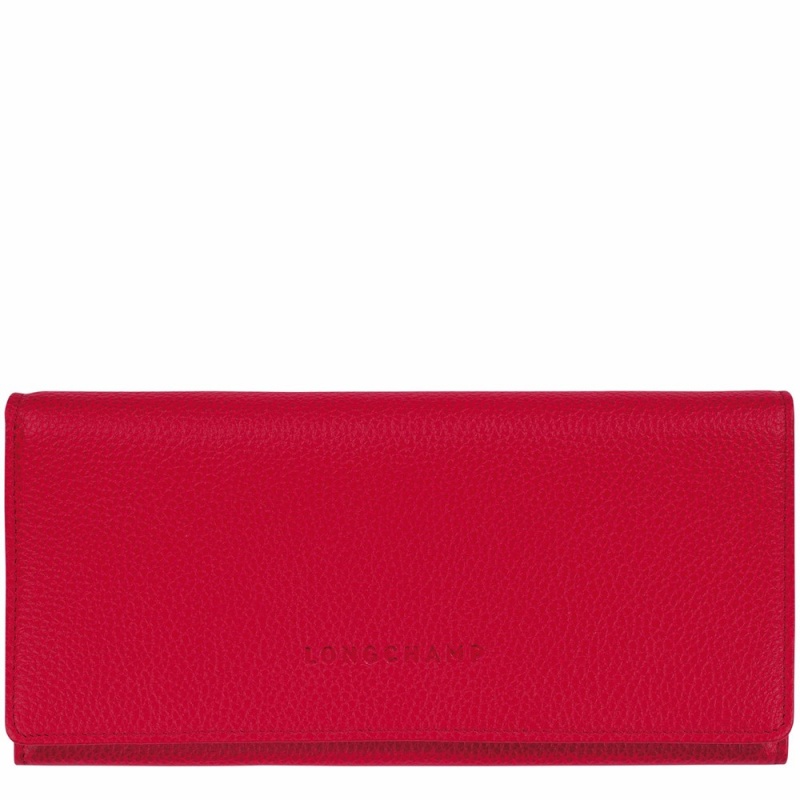 Red Longchamp Le Foulonne Continental Women's Wallets